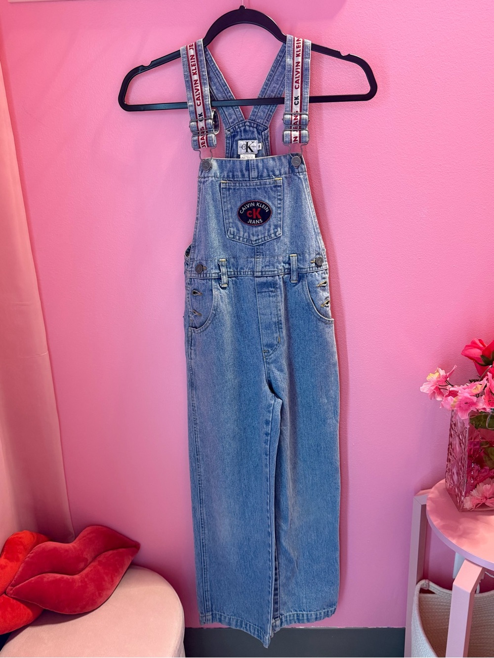 Calvin Klein Light Blue Denim Kids' Overalls with Branded Straps